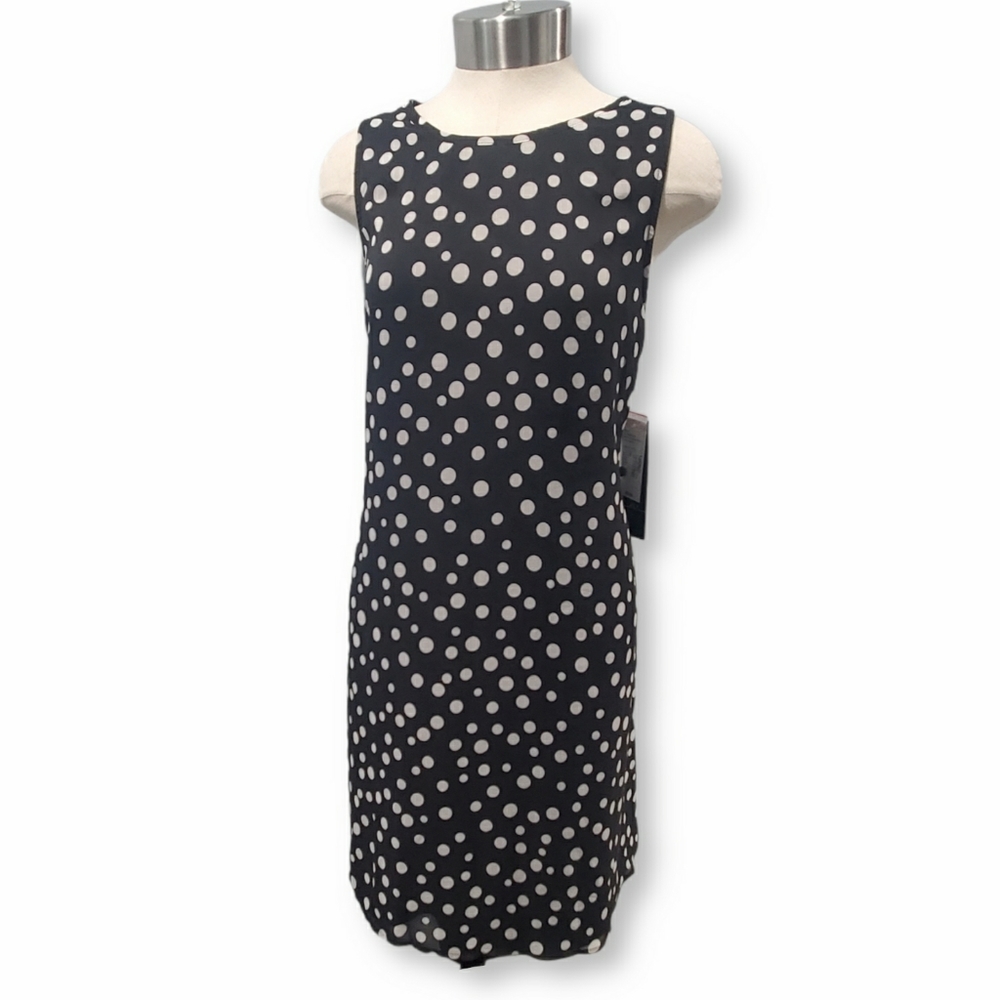 NWT R&K Black & White Chiffon Polka Dress- 14